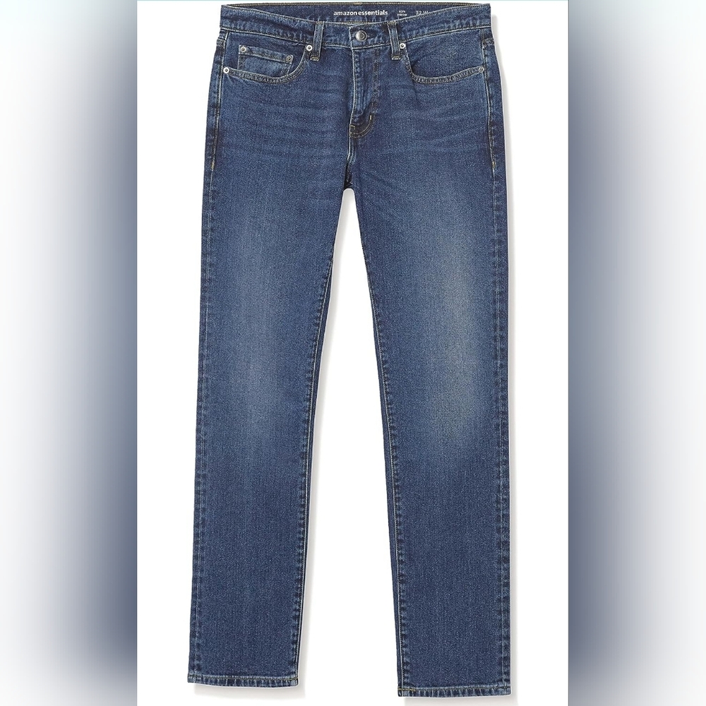👖 NWT Amazon Essentials Medium Wash Slim Fit 5-Pocket Blue Jeans - Still In Bag